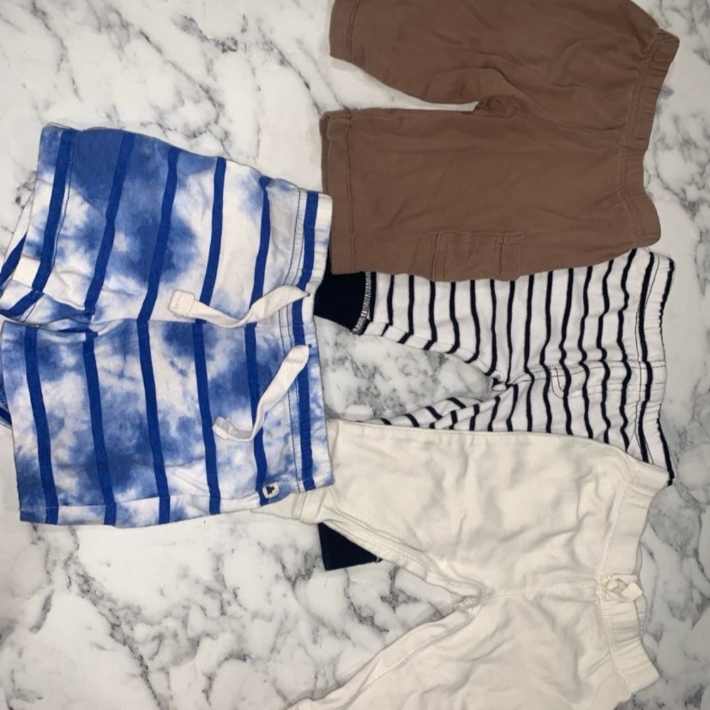 Set of Four Baby Shorts - Blue, Brown, White